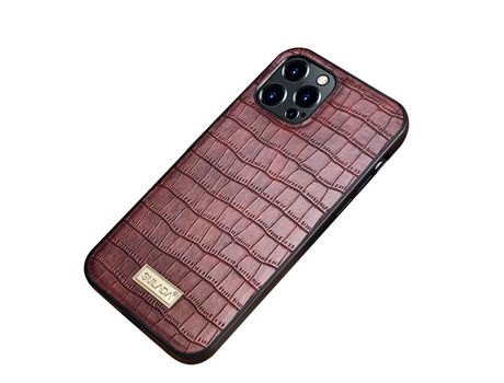 Capa TPU + PU SULADA textura de crocodilo marrom anti queda para iPhone 13 Pro Max 6.7