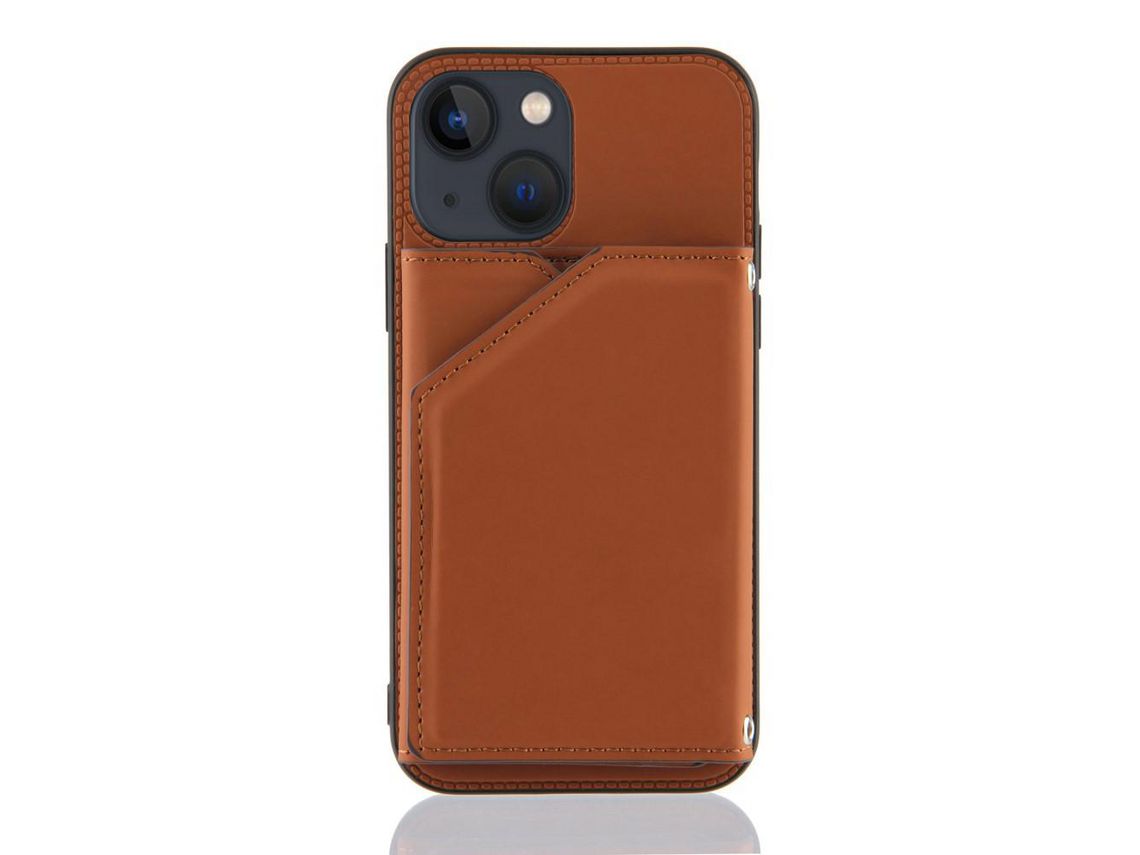 Capa TPU + PU cor marrom para iPhone 13 6.1