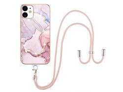 Capa TPU à prova de choque, galvanoplastia de mármore IML Ouro rosa 005 para iPhone 12/12 Pro 6.1