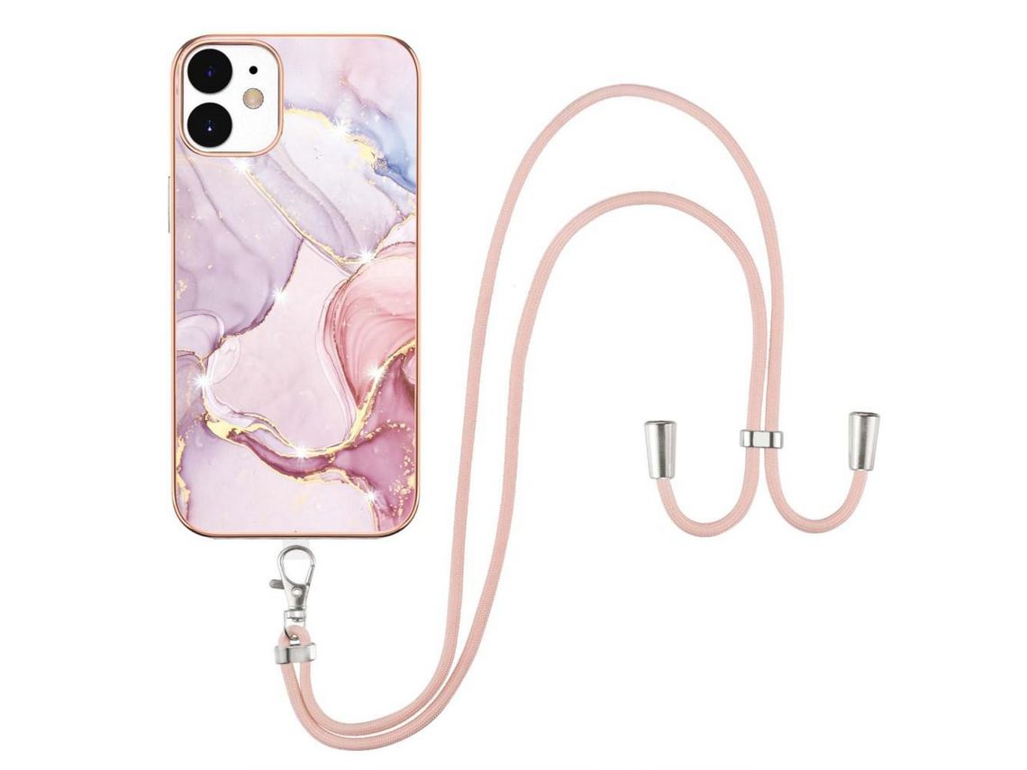 Capa TPU à prova de choque, galvanoplastia de mármore IML Ouro rosa 005 para iPhone 12/12 Pro 6.1