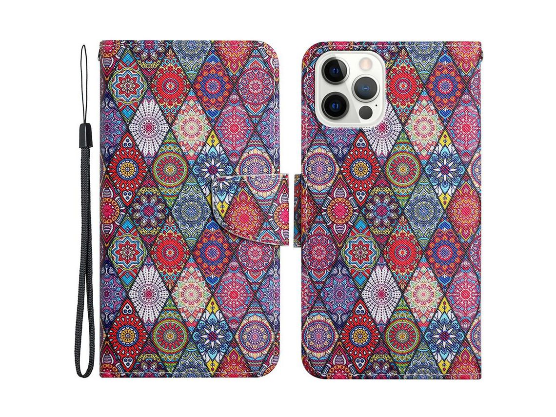 Capa PU + TPU com suporte de caleidoscópio para iPhone 13 Pro 6.1