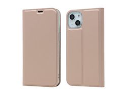 Capa PU + TPU autoabsorvente, à prova de choque com suporte de cartão de apoio em ouro rosa para iPhone 13 mini 5.4