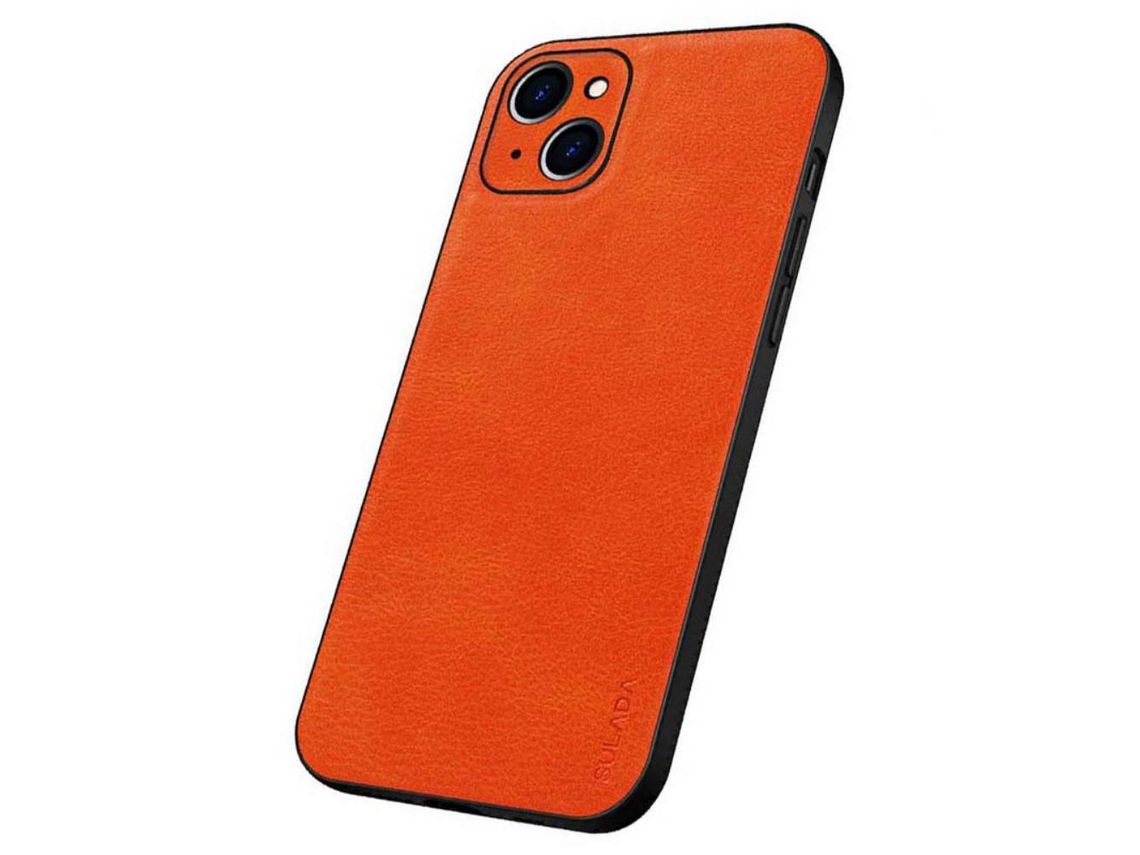 Capa TPU + PU recorte preciso laranja para iPhone 13 6.1