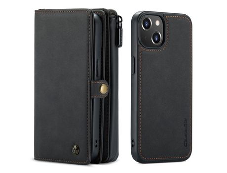 Capa PU + TPU CASEME 2 em 1 superfície fosca multi-slot removível preta para iPhone 13 6.1