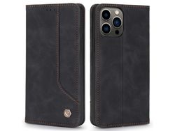 Capa PU absorção magnética com apoio preto para iPhone 13 Pro 6.1