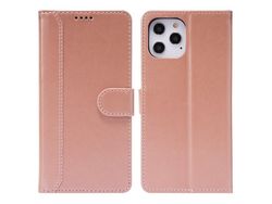 Capa PU + TPU com fundo de ouro rosa para iPhone 12/12 Pro 6.1