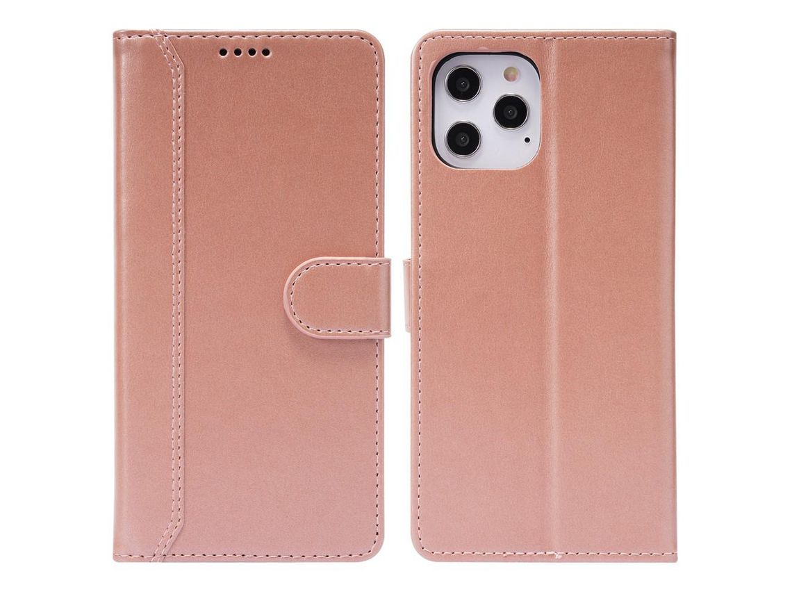 Capa PU + TPU com fundo de ouro rosa para iPhone 12/12 Pro 6.1