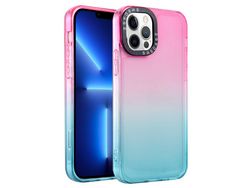 Capa TPU bicolor, à prova de choque Rosa/azul céu/preto para iPhone 13 Pro 6.1