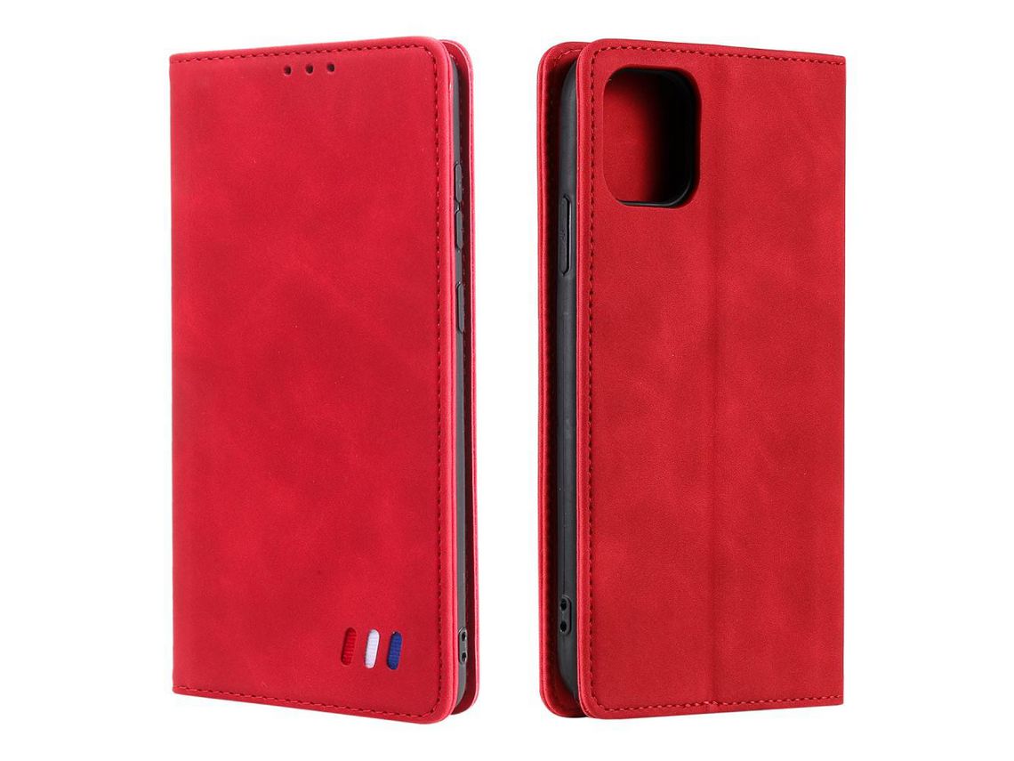Capa PU + TPU auto-absorvido com verso vermelho para iPhone 13 Pro 6.1