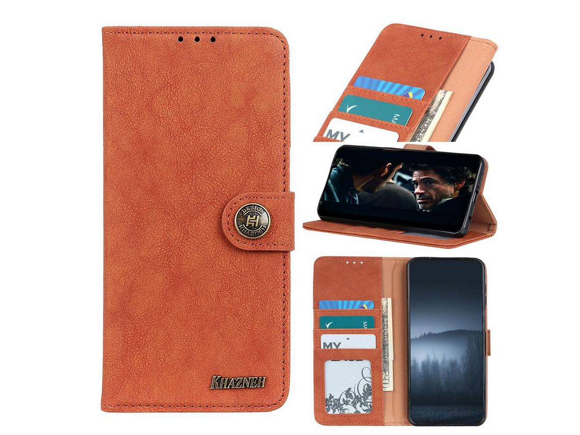 Capa PU estilo vintage com apoio marrom para Apple iPhone 12 Pro/12 Max 6.1