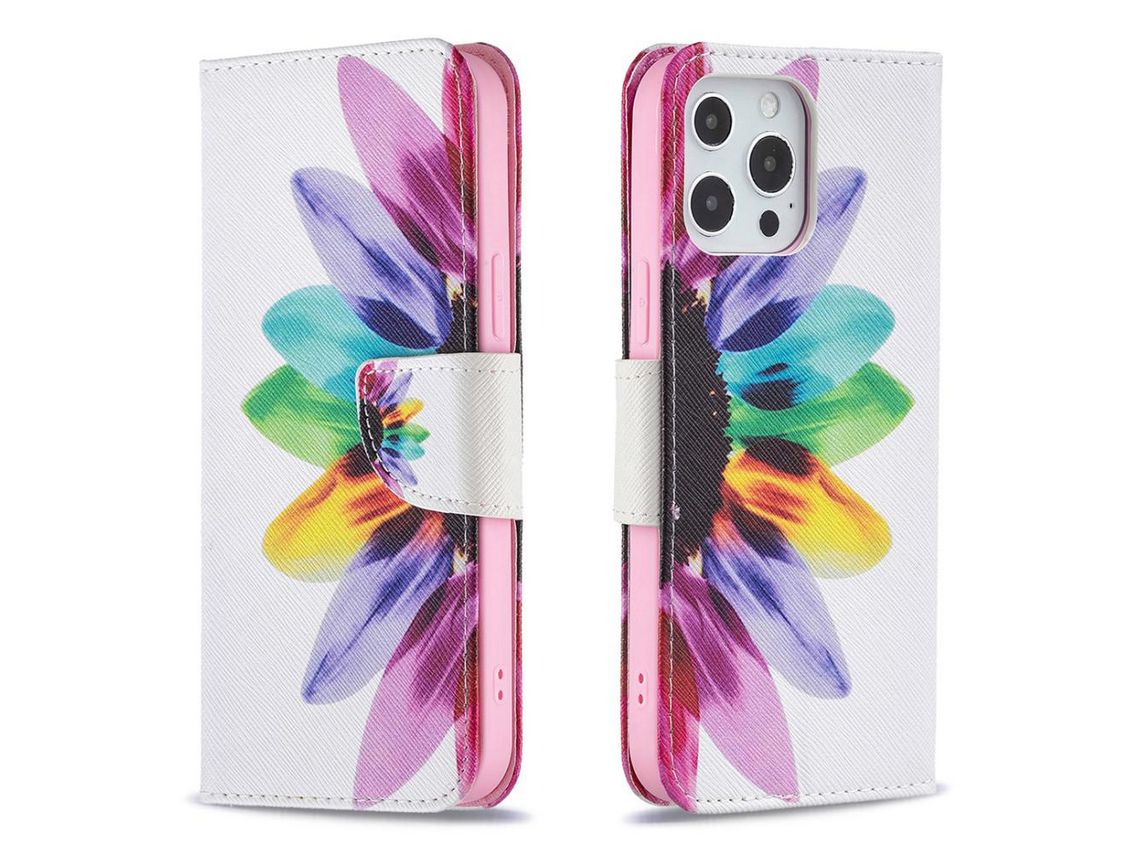 Capa PU + TPU com suporte magnético girassol para iPhone 13 Pro Max 6.7