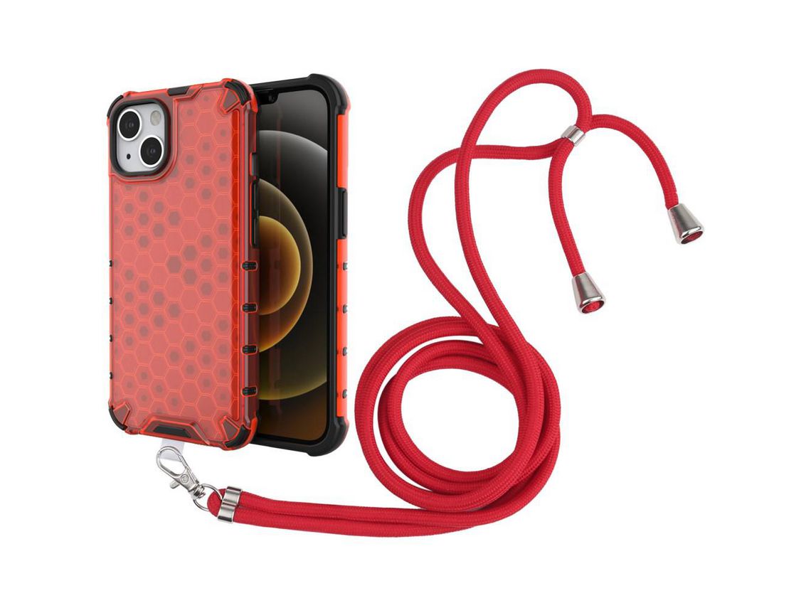 Capa TPU padrão de favo de mel, à prova de choque vermelho para iPhone 13 6.1