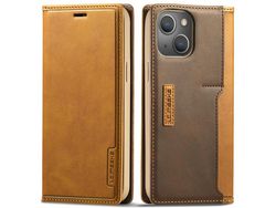 Capa PU + TPU LC.IMEEKE laço magnético com suporte de cartão marrom para iPhone 13 6.1