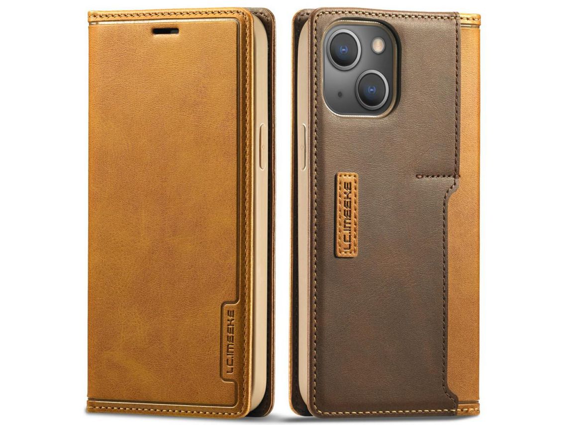 Capa PU + TPU LC.IMEEKE laço magnético com suporte de cartão marrom para iPhone 13 6.1