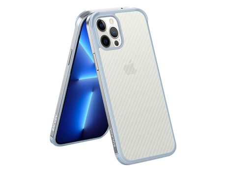 Capa TPU SULADA anti-queda, textura em fibra de carbono, híbrido prateado para iPhone 13 Pro Max 6.7