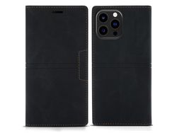 Capa PU + TPU à prova de choque, autoabsorvente preto para iPhone 13 Pro Max 6.7