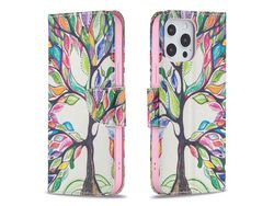 Capa PU + TPU com suporte magnético árvore da vida para iPhone 13 Pro Max 6.7