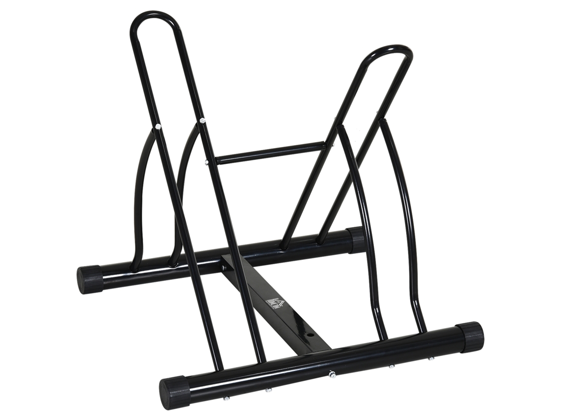 Bagageira de Piso para 2 Bicicletas com Pneus de Até 6,5 Cm, Quadro Giratório em Aço Preto, 60x54x57 Cm