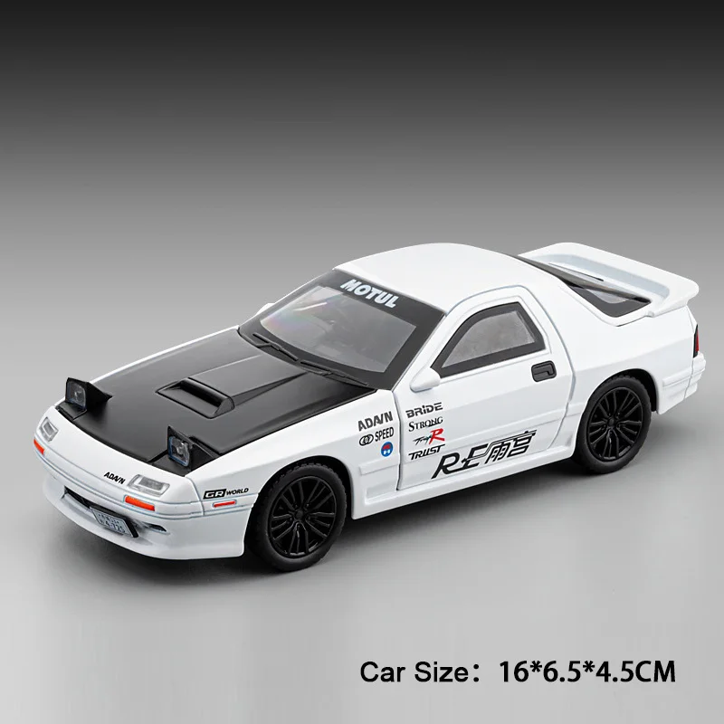 (rx7 Branco) Miniatura De Carro Em Escala 1:32 - Carroceria Em Metal Fundido - Simulação De Som E Luz - Decoração