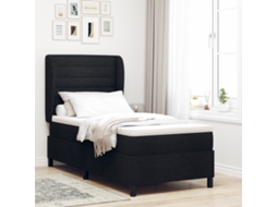 Cama Box Com Colchão Preto 100x200 Cm Tecido