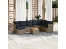 Vidaxl Conjunto De Sofá De Jardim De 9 Peças Com Almofadas Em Rattan Sintético Cinza