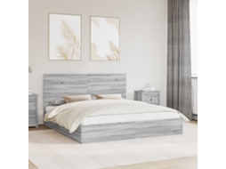 Vidaxl Cama Com Armazenamento Com Gaveta Cinza Sonoma 200 X 200 Cm