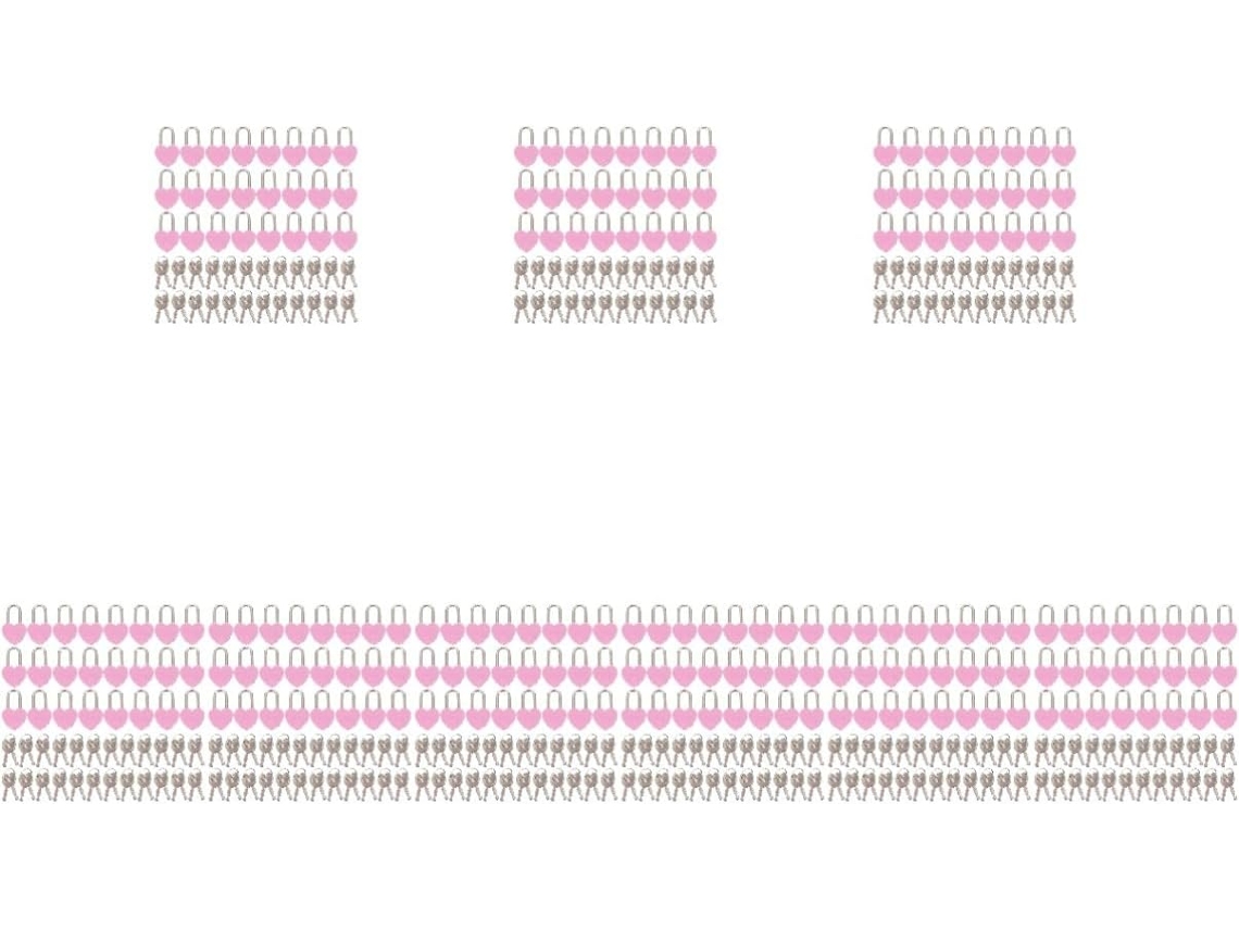 Conjunto De 216 Mini Cadeados Em Formato De Coração Com Chaves Para Malas De Metal.