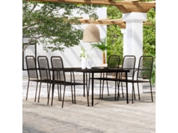 Vidaxl 7 Pcs Conjunto De Jantar Para Jardim Preto
