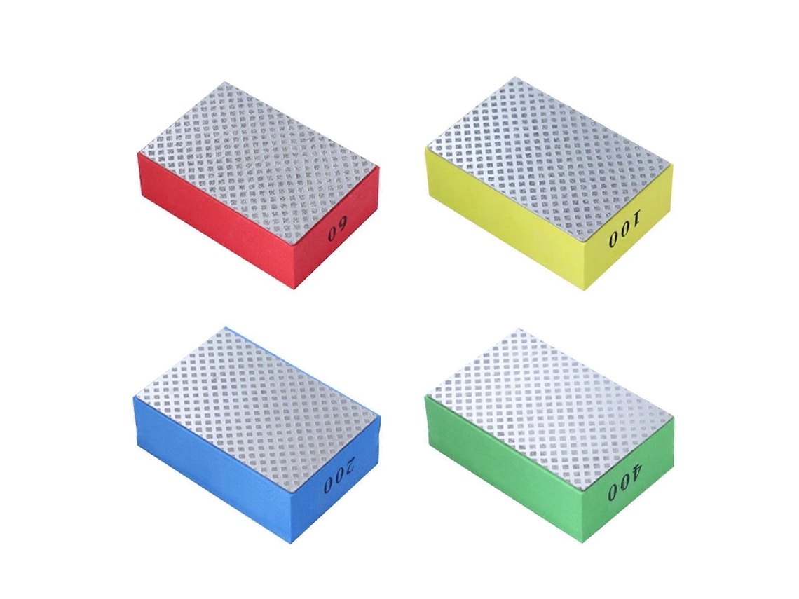 Conjunto de 4 Blocos de Lixa de Diamante para Vidro, Granito, Mármore, Pedra e Cerâmica
