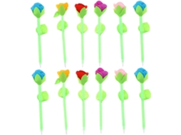 Canetas Esferográficas Tehaux Com 24 Peças Em Formato De Flor Pelúcia,