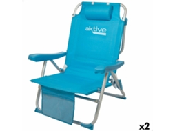 Cadeira Dobrável com Apoio para a Cabeça Aktive 49 X 80 X 58 Cm Azul 2 Unidades