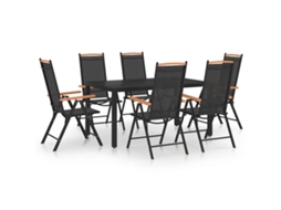Vidaxl 7 Pcs Conjunto De Jantar Para Jardim Alumínio Preto