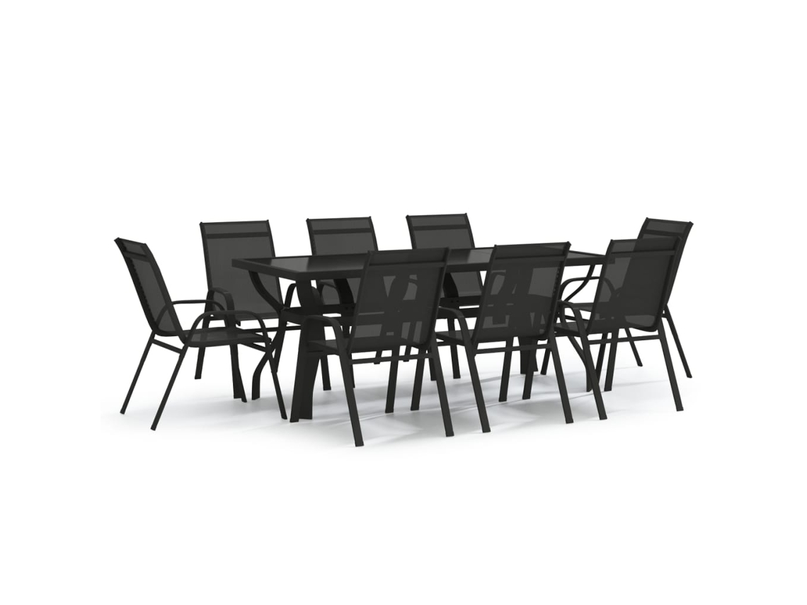 Maison Exclusive - 9 Pcs Conjunto De Jantar Para Jardim Preto