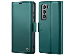 Capa Para Samsung Galaxy S21 Fe 5g Borboleta Fivela Litchi Textura De Telefone De Couro Rfid Antirroubo Azul Perolado