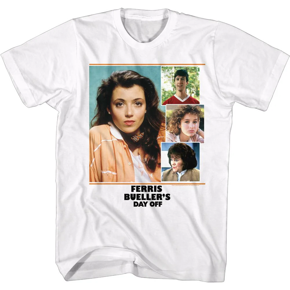 Unisex Adult T-shirt Rockinstone Ferris Bueller's Day Off Sloane Collage White Sizexxl