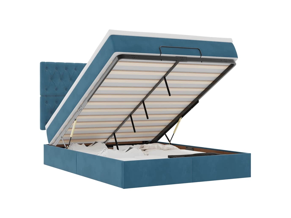 Ottoman Bed, Ottoman Beds Vidaxl Azul Veludo (140 X 190 Cm)