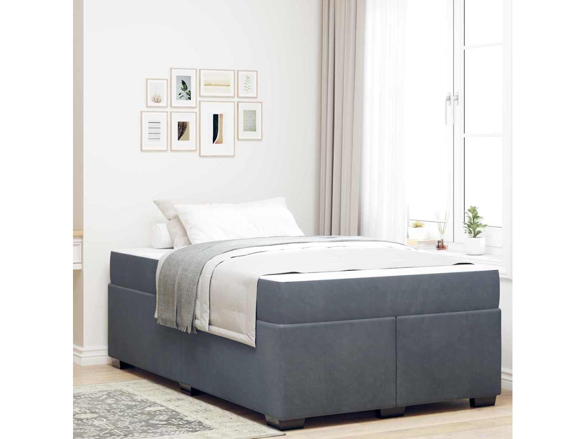 Vidaxl Estrutura Da Cama Com Colchão Cinza Escuro 120 X 200 Cm Tecido