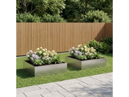 Vidaxl Vaso De Jardim 2 Unid. Prateado 80 X 80 X 30 Cm Aço Inoxidável