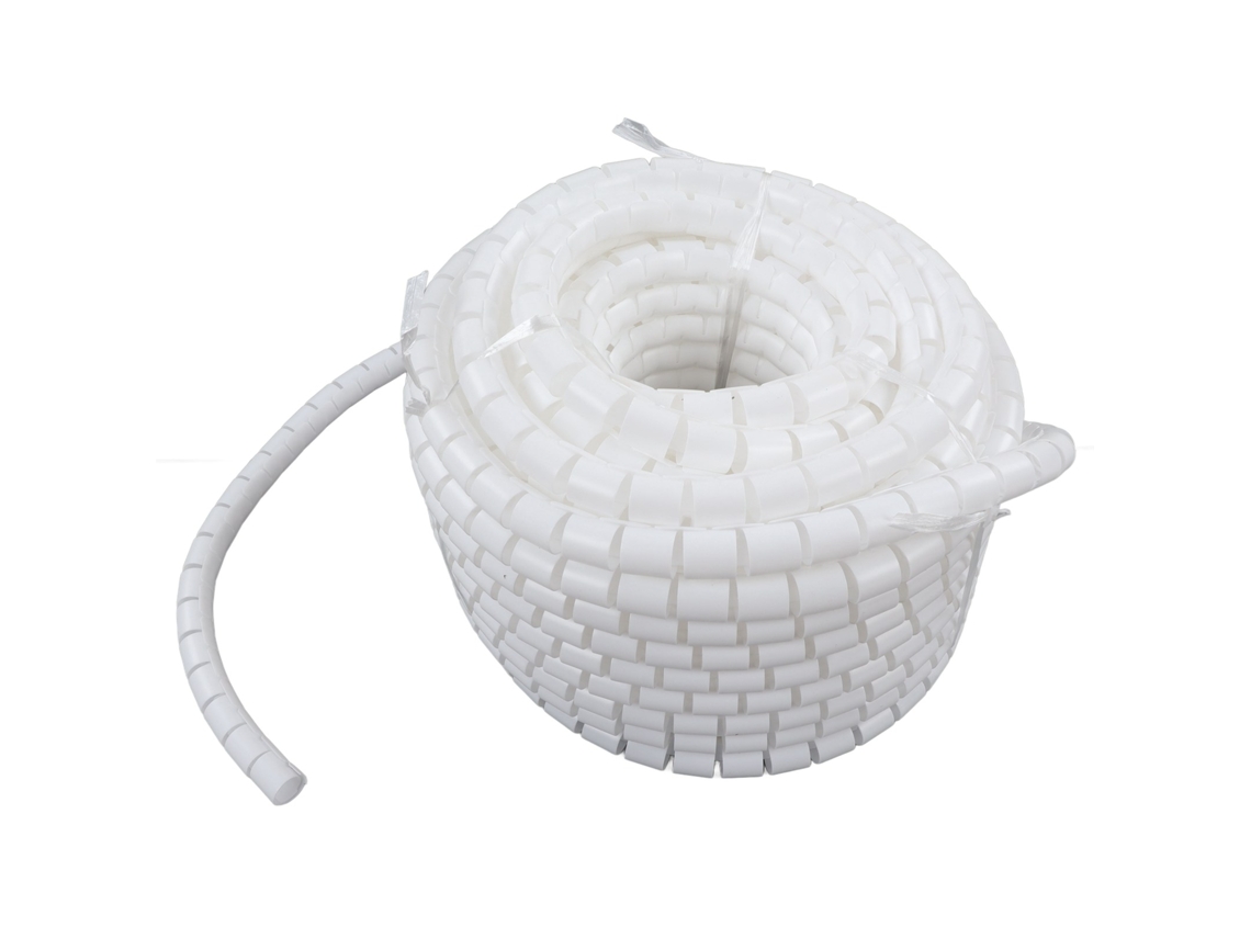 Organizador de cabos espiral flexível com proteção para mangueira PE branca de 28 mm e 40 metros