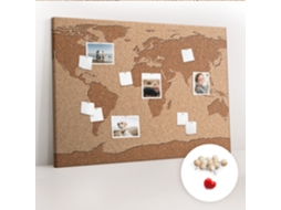 Painel De Cortiça Para Parede Mapa-múndi De Cortiça Para A Sala De Estar Espelharte (140x100 Cm)