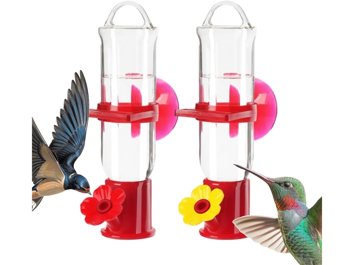 Alimentador de Beija flor, Bandeja Suspensa de 15 Cm, Comedouro Transparente para Pássaros, Comedouro com Ventosa e CHABERLU