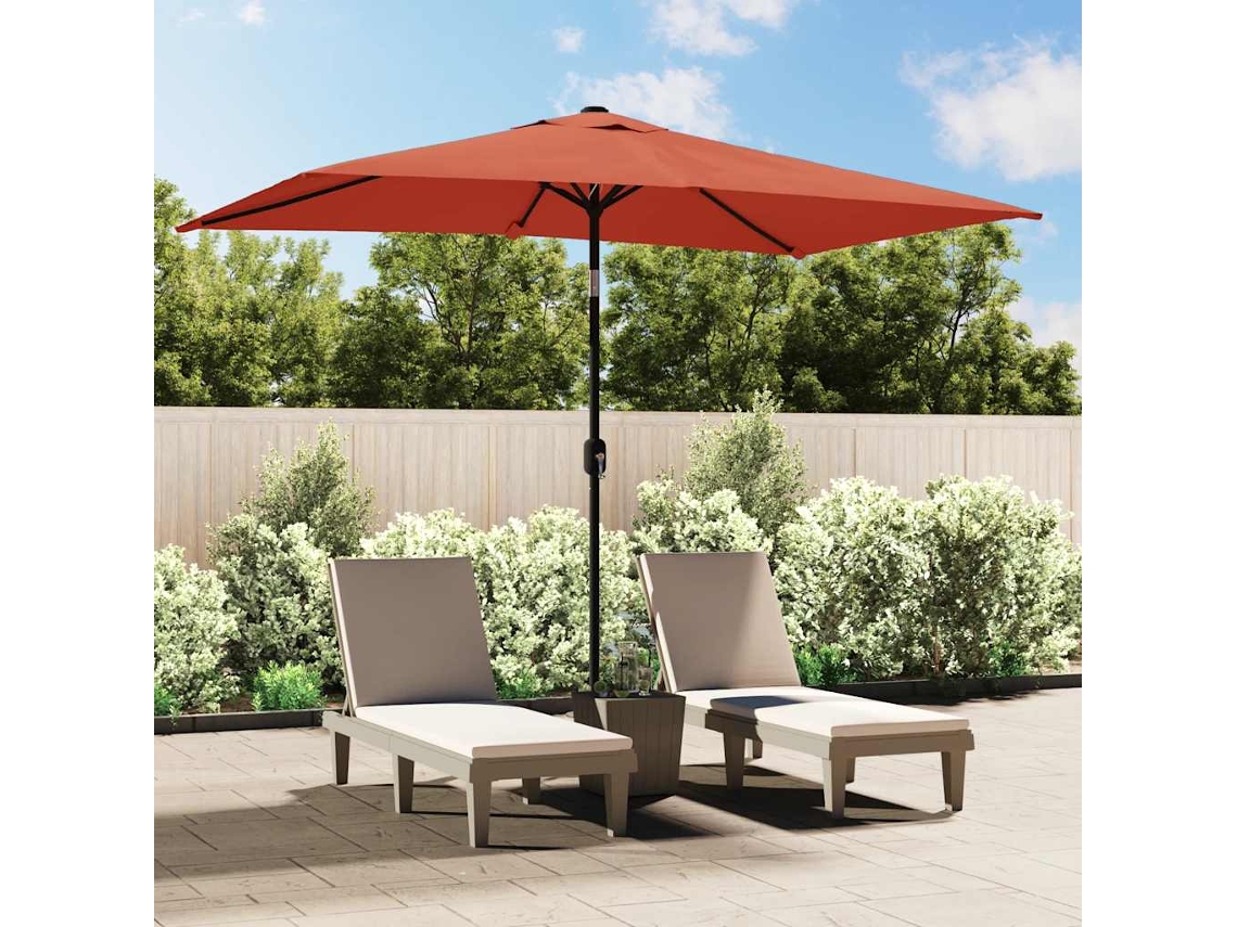 Vidaxl Guarda-sol De Exterior Com Poste De Metal 300x200 Cm Terracota