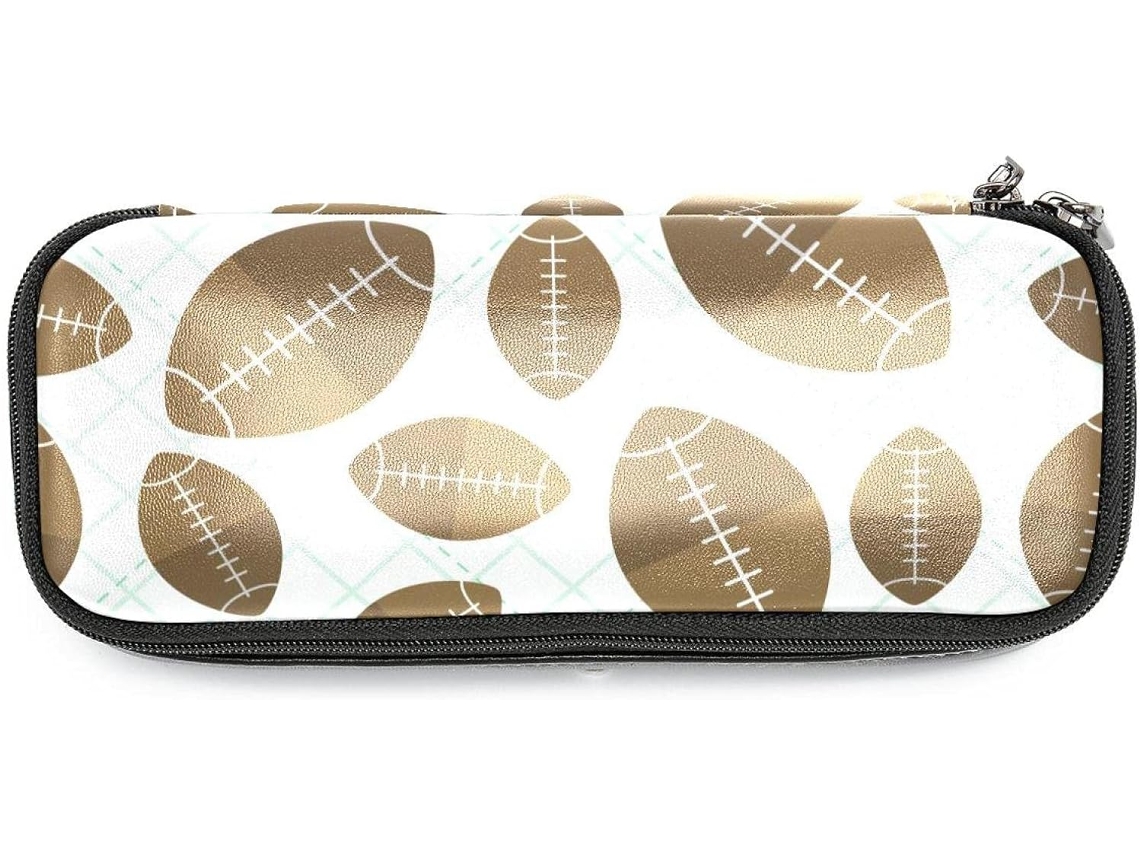 Organizador amplo com estampa de bola de rugby, ideal para escola, mesa, adultos e meninas.
