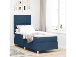 Vidaxl Cama Box Com Cabeceira Azul 80 X 200 Cm Tecido