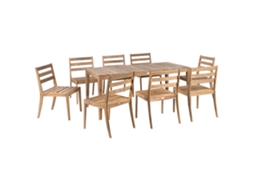 Conjunto De Comedor Exterior 8 Plazas Beliani Chioggia De Madera De Acacia Certificada Marrón 180x90x75