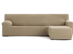 Capa de Chaise Longue Direita para Braço Curto EYSA Premium Jaz Tecido Multielástico (250-360 cm - Poliéster e Algodão - Beige)