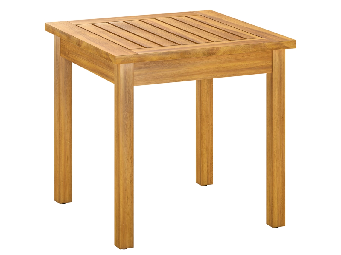 Mesa lateral quadrada de 48x48 cm, resistente às intempéries, com design ripado e pés ajustáveis ZENCORE SERVICES