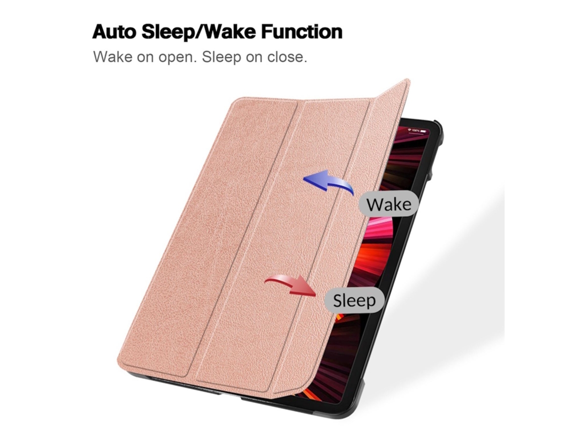 Capa Tripla de Couro Ecológico ILIKE Samsung Tab A8 10 5'' 2021 X200 / X205 / X207 Ouro Rosa