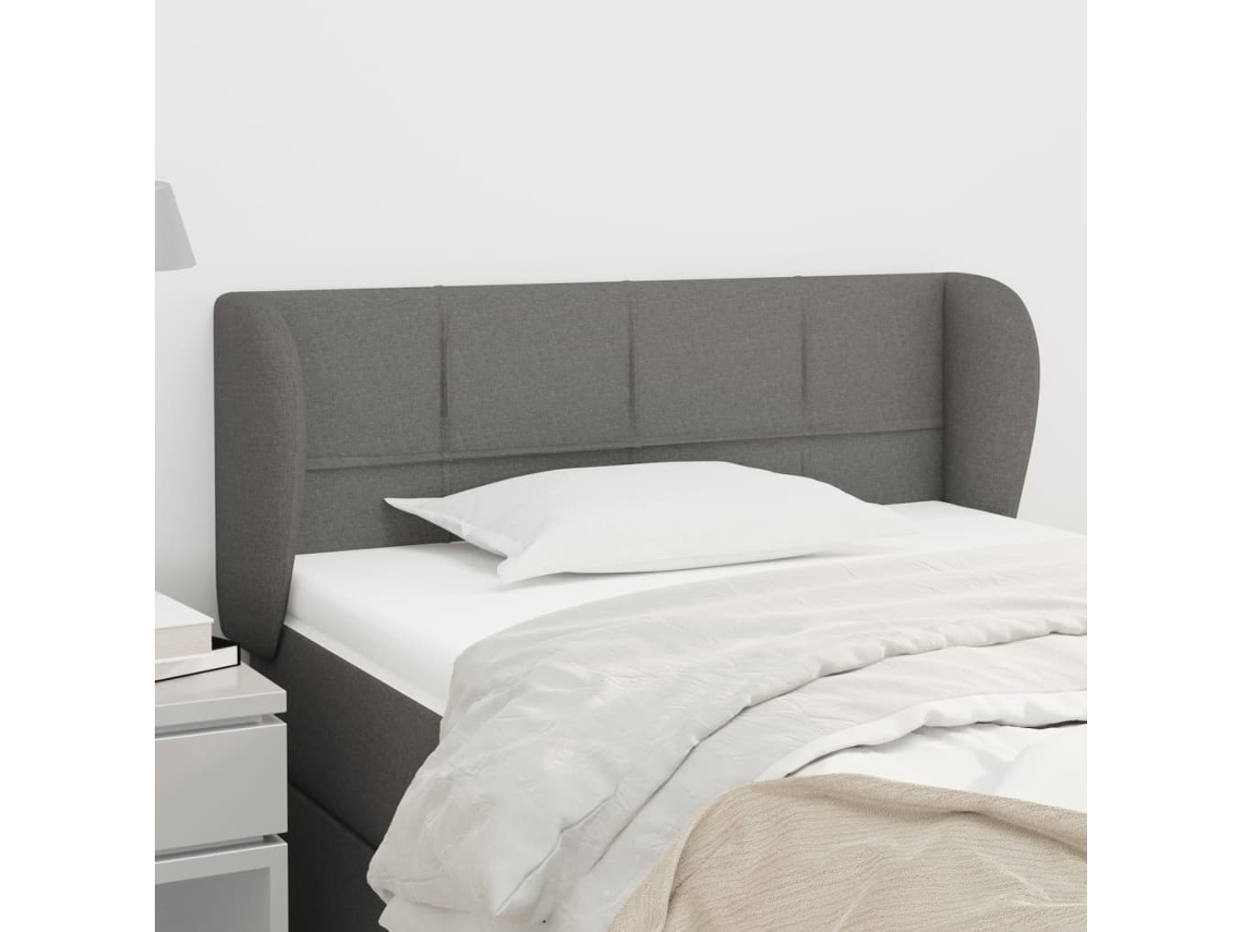 Vidaxl Cabeceira De Cama C/ Abas Tecido 83x23x78/88 Cm Cinzento-escuro