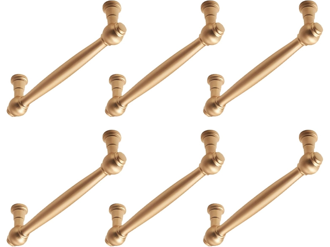Kit de 6 puxadores metálicos, conforto, fixação permanente, CHABERLU